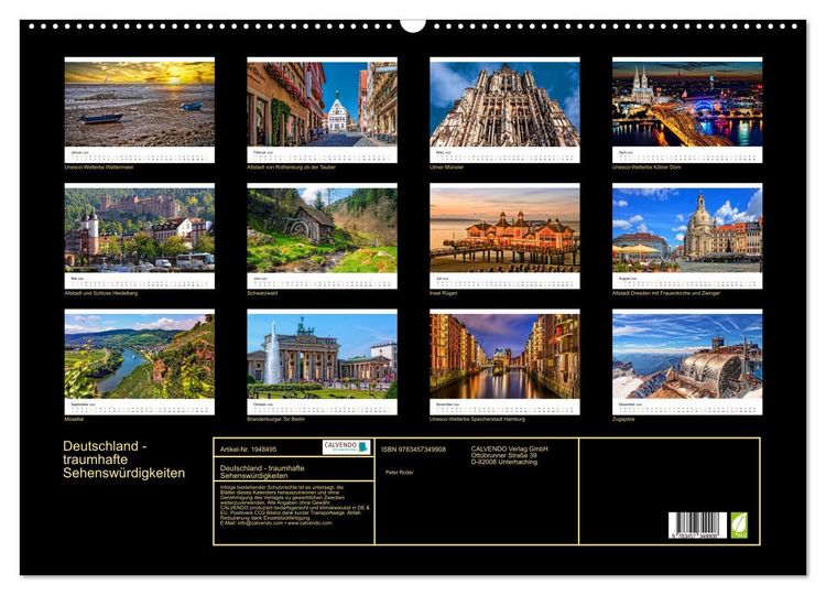 Produktbild: Deutschland - traumhafte Sehensw&uuml;rdigkeiten (Wandkalender 2026 DIN A2 quer), CALVENDO Monatskalender