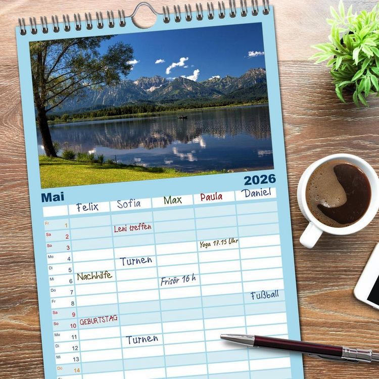 Produktbild: Familienplaner 2026 - Hopfensee - Riviera des Allg&auml;us mit 5 Spalten (Wandkalender, 21 x 45 cm) CALVENDO