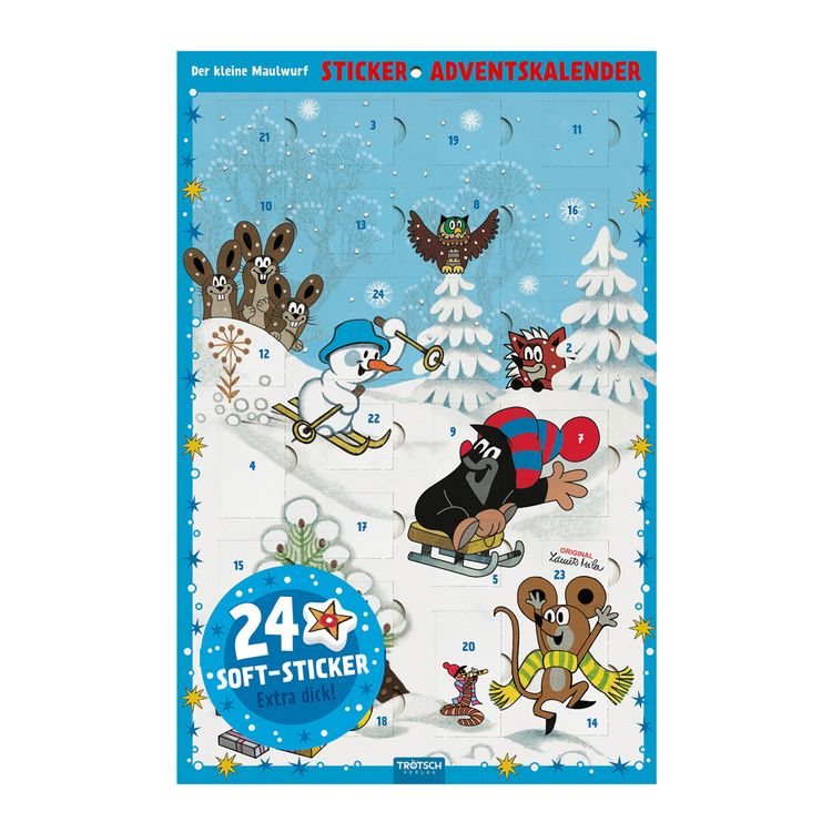 Produktbild: TR&Ouml;TSCH - Sticker-Adventskalender "Der kleine Maulwurf " | Weihnachtskalender mit 24 niedlichen Soft-Stickernckern Sticker Adventskalender | Ab 3 Jahren