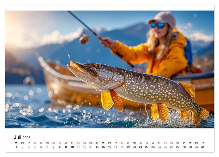 Produktbild: Jagd auf den Hecht (Tischkalender 2026 DIN A5 quer), CALVENDO Monatskalender