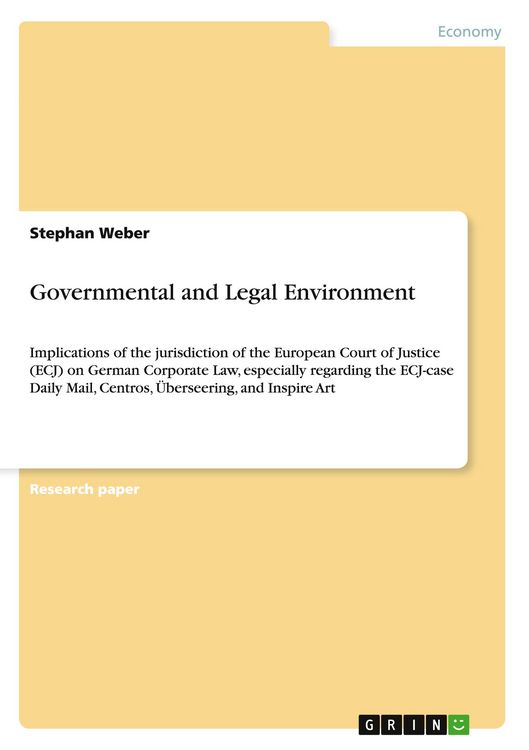 Produktbild: Governmental and Legal Environment