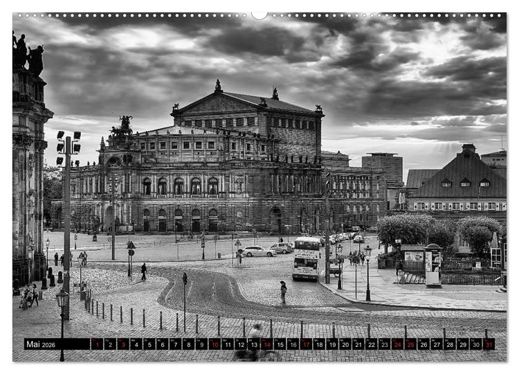 Produktbild: Dresden Faszination Schwarz Weiss (Wandkalender 2026 DIN A2 quer), CALVENDO Monatskalender