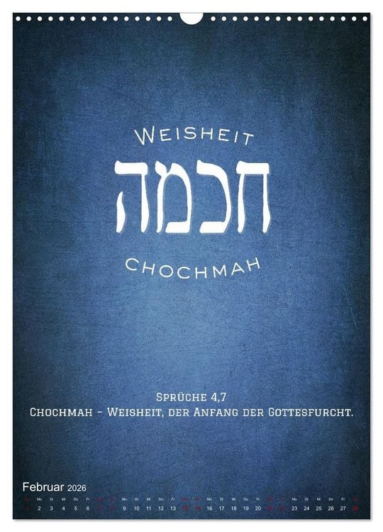 Produktbild: Hebr&auml;ische Lettern - Worte voller Licht und Weisheit (Wandkalender 2026 DIN A3 hoch), CALVENDO Monatskalender