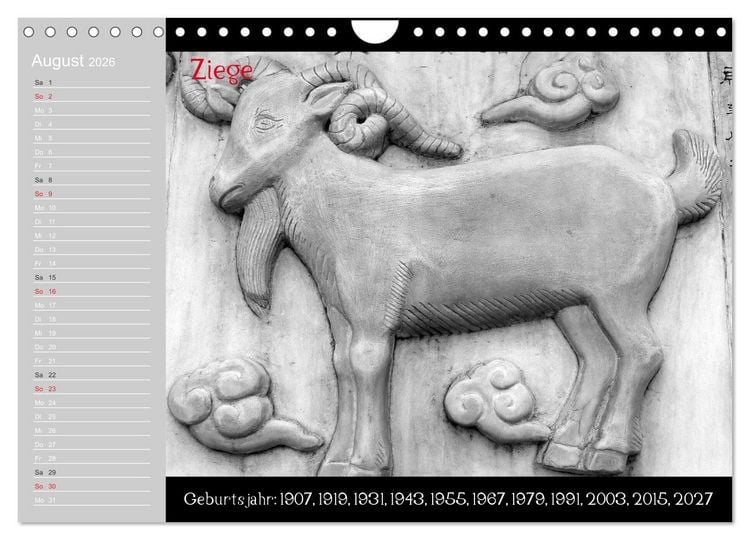 Produktbild: Das Chinesische Horoskop / Geburtstagskalender (Wandkalender 2026 DIN A4 quer), CALVENDO Monatskalender