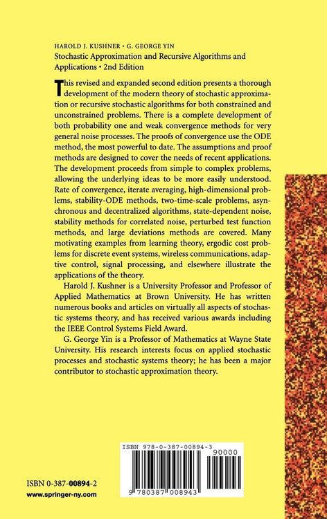 Produktbild: Stochastic Approximation and Recursive Algorithms and Applications