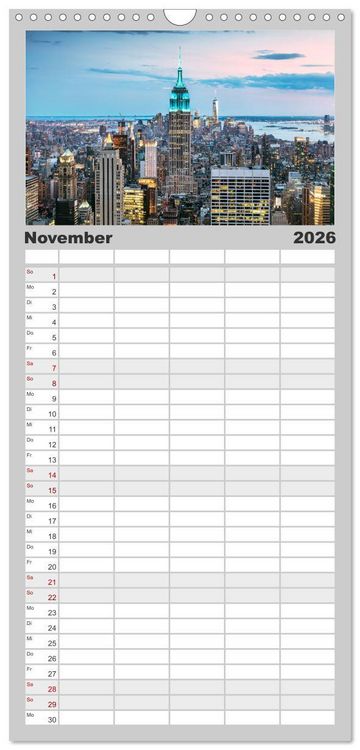Produktbild: Familienplaner 2026 - New York City - Atemberaubende Ansichten mit 5 Spalten (Wandkalender, 21 x 45 cm) CALVENDO