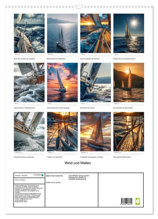 Produktbild: Wind und Wellen (Wandkalender 2026 DIN A2 hoch), CALVENDO Monatskalender