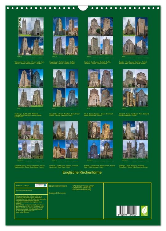 Produktbild: Englische Kirchent&uuml;rme (Wandkalender 2027 DIN A3 hoch), CALVENDO Monatskalender