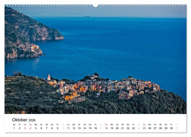 Produktbild: Blick auf die Ligurische K&uuml;ste (hochwertiger Premium Wandkalender 2026 DIN A2 quer), Kunstdruck in Hochglanz