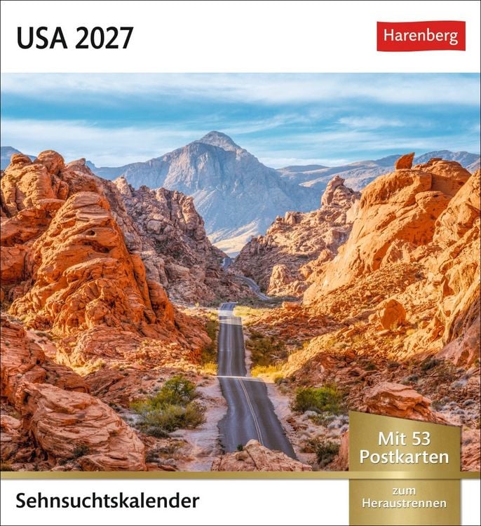 Produktbild: USA Sehnsuchtskalender 2027 - Wochenkalender mit 53 Postkarten