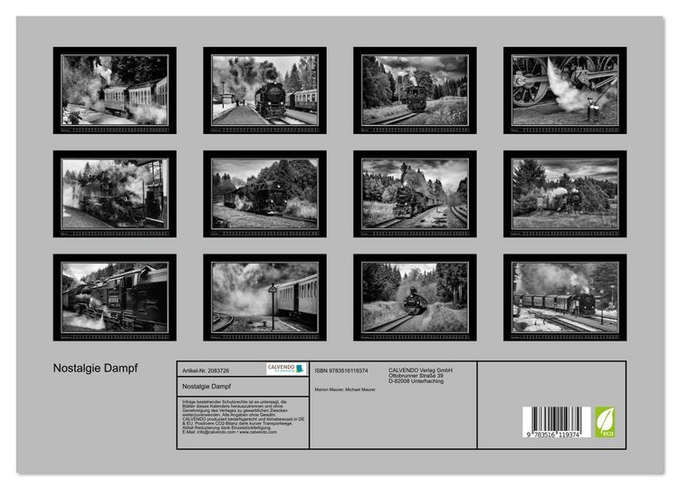 Produktbild: Nostalgie Dampf (hochwertiger Premium Wandkalender 2026 DIN A2 quer), Kunstdruck in Hochglanz