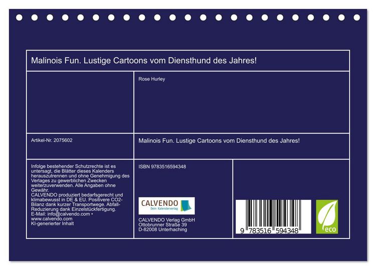 Produktbild: Malinois Fun. Lustige Cartoons vom Diensthund des Jahres! (Tischkalender 2026 DIN A5 quer), CALVENDO Monatskalender