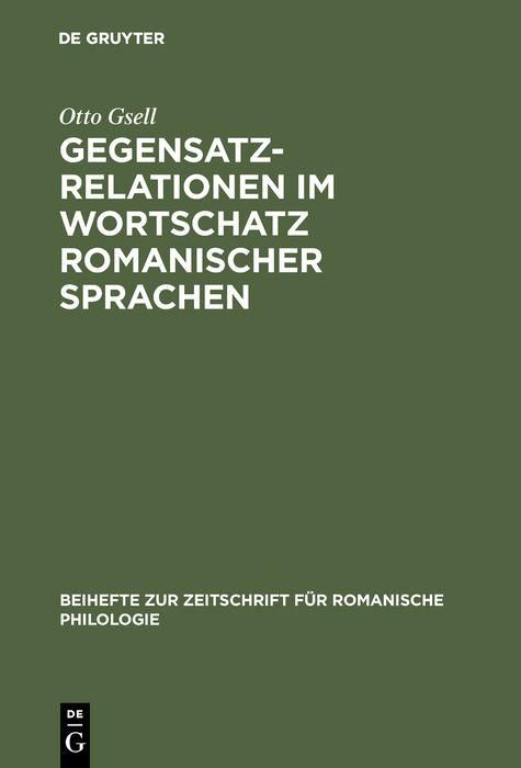 Produktbild: Gegensatzrelationen im Wortschatz romanischer Sprachen