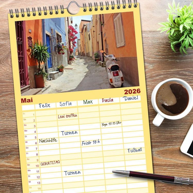 Produktbild: Familienplaner 2026 - Italien - einzigartige Motive mit 5 Spalten (Wandkalender, 21 x 45 cm) CALVENDO