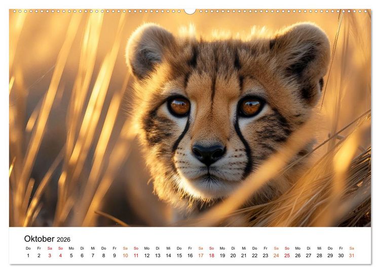 Produktbild: Geparden - Eleganz auf vier Pfoten (hochwertiger Premium Wandkalender 2026 DIN A2 quer), Kunstdruck in Hochglanz