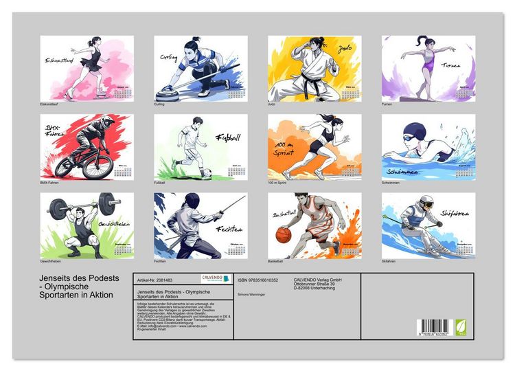 Produktbild: Jenseits des Podests - Olympische Sportarten in Aktion (Wandkalender 2026 DIN A2 quer), CALVENDO Monatskalender