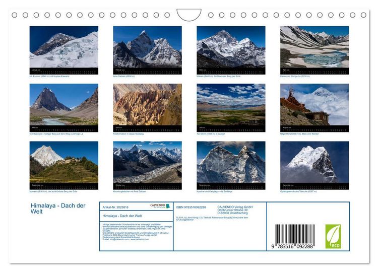 Produktbild: Himalaya - Dach der Welt (Wandkalender 2026 DIN A4 quer), CALVENDO Monatskalender