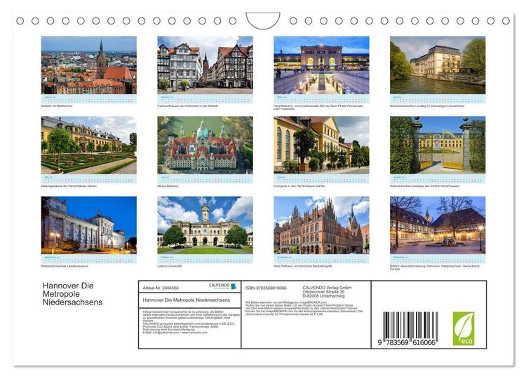 Produktbild: Hannover Die Metropole Niedersachsens (Wandkalender 2027 DIN A4 quer), CALVENDO Monatskalender
