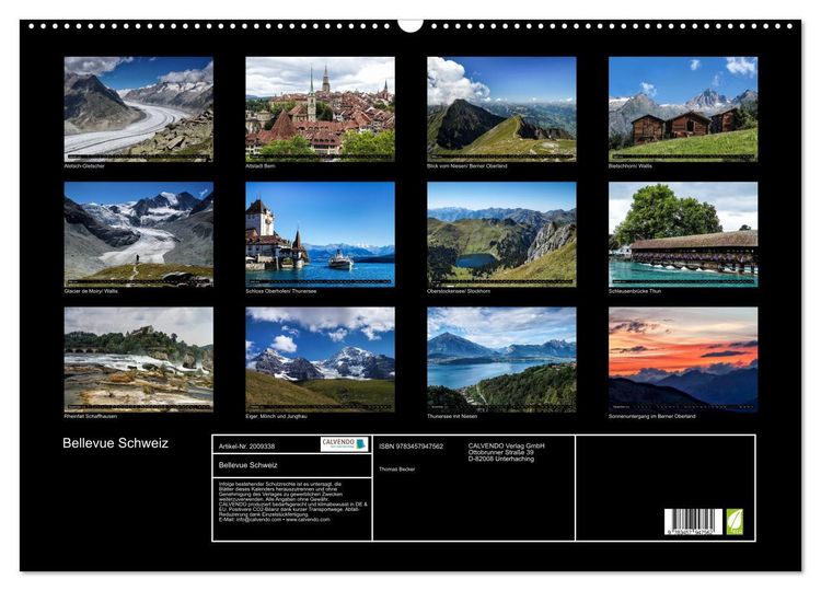 Produktbild: Bellevue Schweiz (Wandkalender 2026 DIN A2 quer), CALVENDO Monatskalender