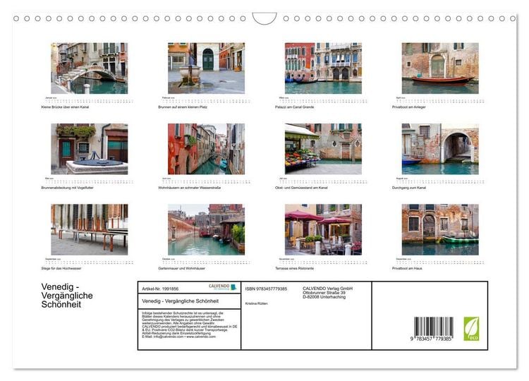 Produktbild: Venedig - Verg&auml;ngliche Sch&ouml;nheit (Wandkalender 2026 DIN A3 quer), CALVENDO Monatskalender