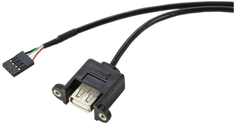 Produktbild: Renkforce USB-Kabel USB 2.0 Pfostenstecker 4pol., USB-A Buchse 0.60 m Schwarz schraubbar RF-5719748