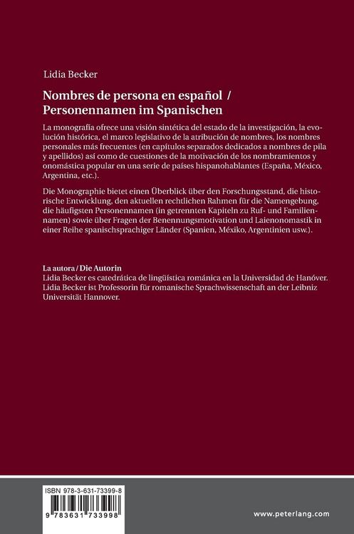 Produktbild: Personennamen im Spanischen / Nombres de persona en espa&ntilde;ol
