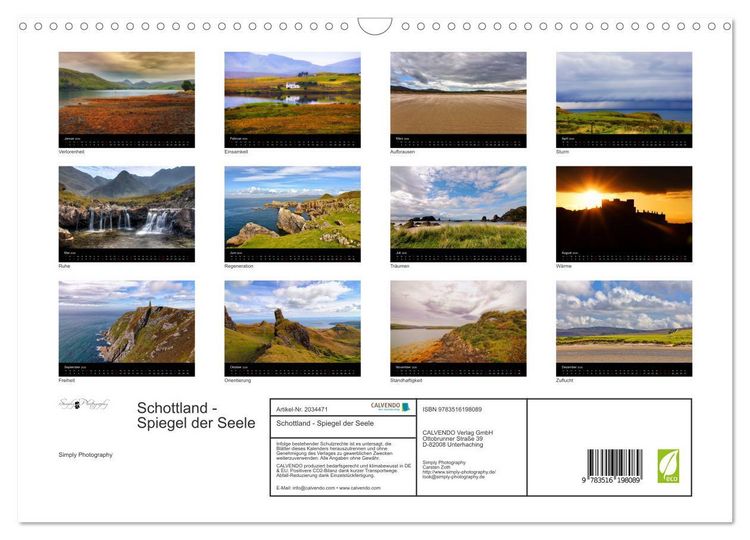 Produktbild: Schottland - Spiegel der Seele (Wandkalender 2026 DIN A3 quer), CALVENDO Monatskalender