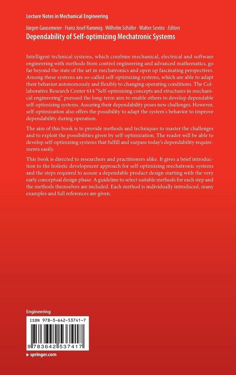 Produktbild: Dependability of Self-Optimizing Mechatronic Systems