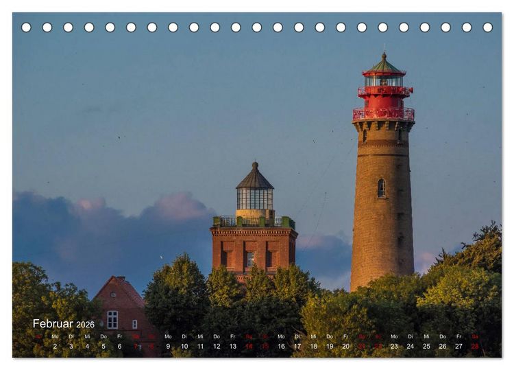Produktbild: Die sch&ouml;nsten Leuchtt&uuml;rme - Deutsche Ostsee (Tischkalender 2026 DIN A5 quer), CALVENDO Monatskalender