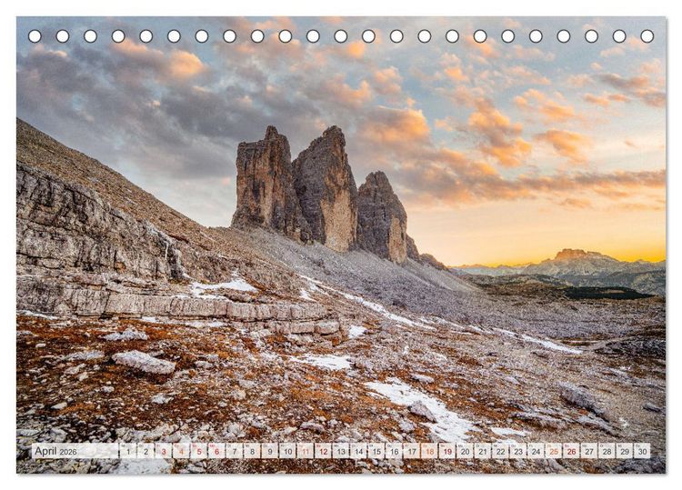 Produktbild: Bergwanderung Dolomiten rund um die Drei Zinnen (Tischkalender 2026 DIN A5 quer), CALVENDO Monatskalender
