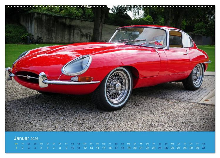 Produktbild: Jaguar E-Type Memorial (hochwertiger Premium Wandkalender 2026 DIN A2 quer), Kunstdruck in Hochglanz