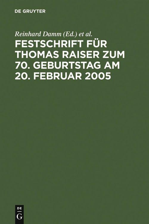 Produktbild: Festschrift f&uuml;r Thomas Raiser zum 70. Geburtstag am 20. Februar 2005