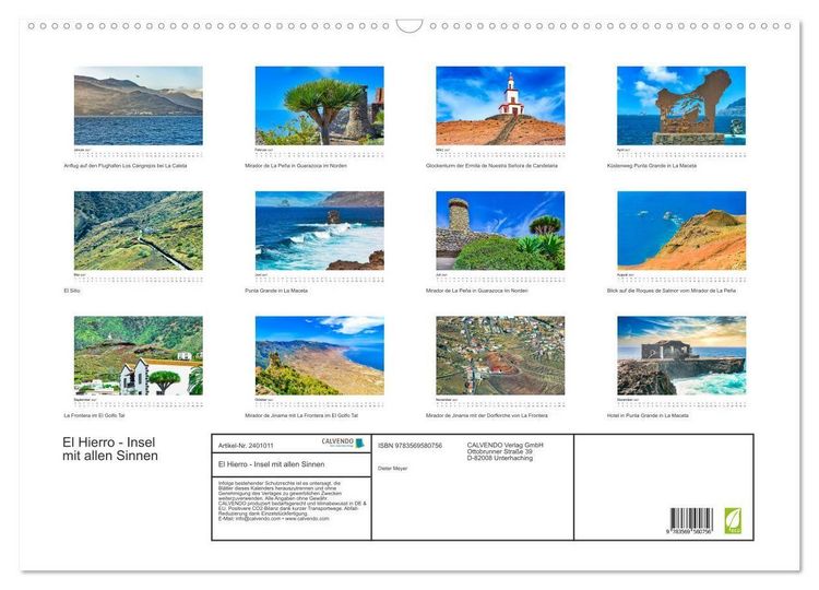 Produktbild: El Hierro - Insel mit allen Sinnen (Wandkalender 2027 DIN A2 quer), CALVENDO Monatskalender