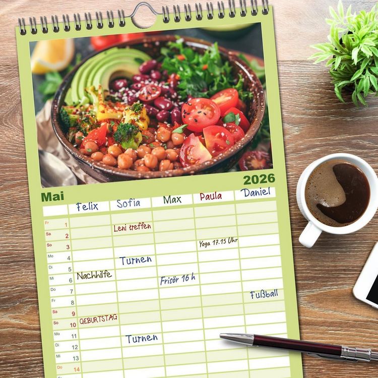Produktbild: Familienplaner 2026 - Mediterrane K&uuml;che mit 5 Spalten (Wandkalender, 21 x 45 cm) CALVENDO