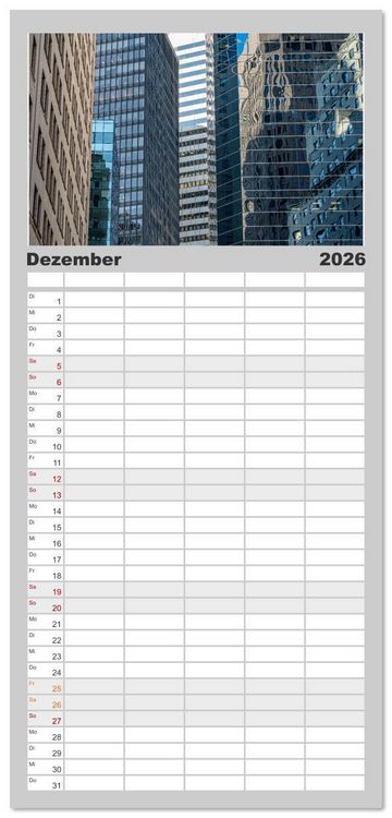 Produktbild: Familienplaner 2026 - Fassadenpoesie &ndash; Muster & Strukturen aus New York mit 5 Spalten (Wandkalender, 21 x 45 cm) CALVENDO
