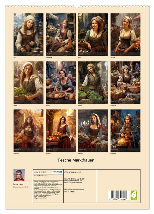 Produktbild: Fesche Marktfrauen (hochwertiger Premium Wandkalender 2026 DIN A2 hoch), Kunstdruck in Hochglanz