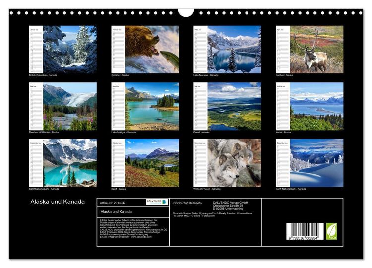 Produktbild: Alaska und Kanada (Wandkalender 2026 DIN A3 quer), CALVENDO Monatskalender