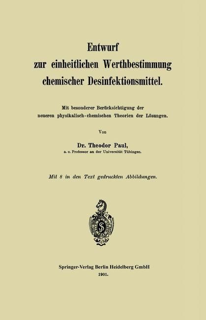 Produktbild: Entwurf zur einheitlichen Werthbestimmung chemischer Desinfektionsmittel