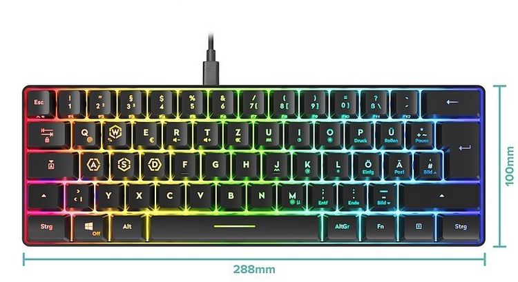 Produktbild: SPEEDLINK LETOS RGB 60% Gaming Keyboard, black - DE layout
