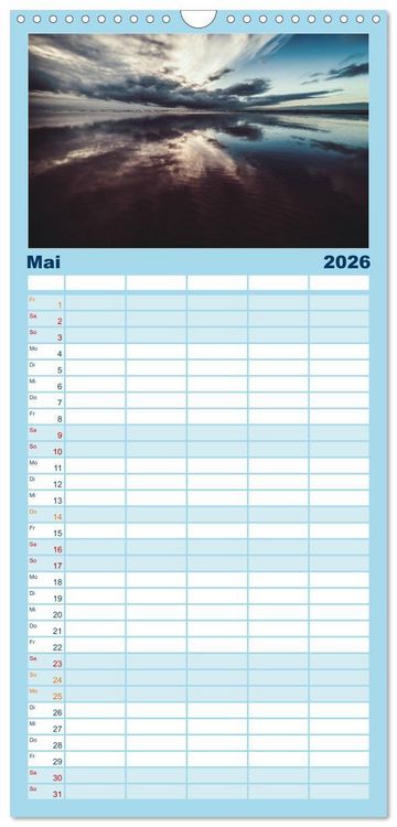 Produktbild: Familienplaner 2026 - Abendlicht &uuml;ber der Nordsee mit 5 Spalten (Wandkalender, 21 x 45 cm) CALVENDO