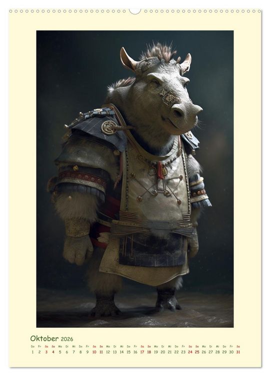 Produktbild: Tierische Samurai (hochwertiger Premium Wandkalender 2026 DIN A2 hoch), Kunstdruck in Hochglanz
