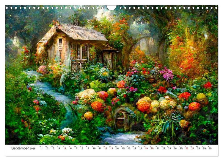 Produktbild: Fantasie Cottages - Ein Jahr durch die M&auml;rchenwelt (Wandkalender 2026 DIN A3 quer), CALVENDO Monatskalender