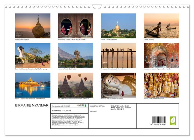 Produktbild: BIRMANIE MYANMAR (Calendrier mural 2026 DIN A3 vertical), CALVENDO calendrier mensuel