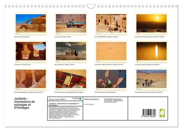 Produktbild: Jordanie - impressions de paysages et d'h&eacute;ritages (Calendrier mural 2026 DIN A3 vertical), CALVENDO calendrier mensuel