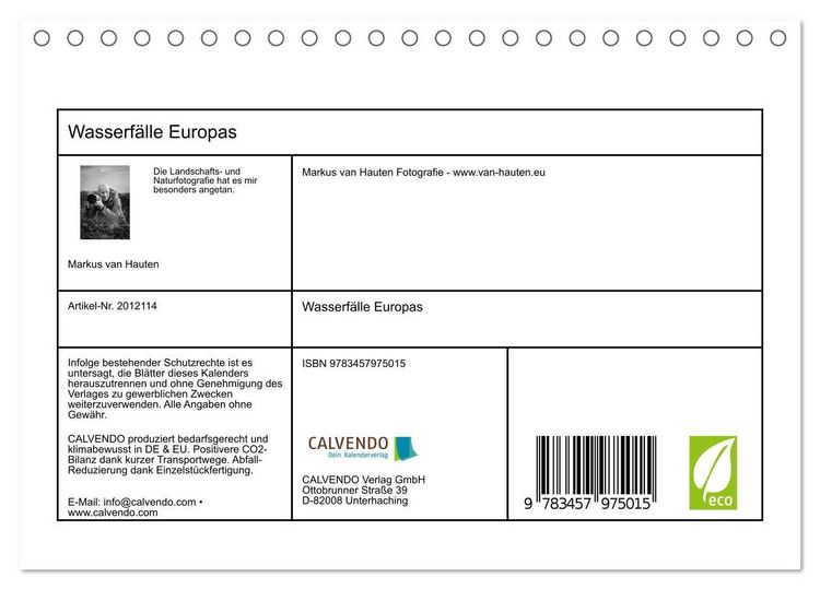 Produktbild: Wasserf&auml;lle Europas (Tischkalender 2026 DIN A5 quer), CALVENDO Monatskalender