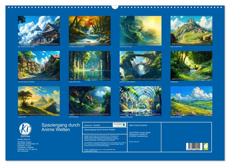 Produktbild: Spaziergang durch Anime Welten (Wandkalender 2026 DIN A2 quer), CALVENDO Monatskalender