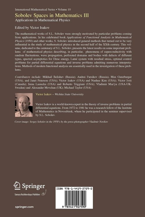 Produktbild: Sobolev Spaces in Mathematics III
