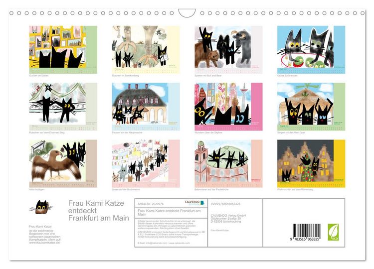 Produktbild: Frau Kami Katze entdeckt Frankfurt am Main (Wandkalender 2026 DIN A3 quer), CALVENDO Monatskalender