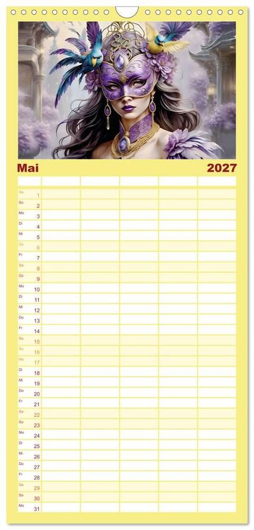 Produktbild: Familienplaner 2027 - Maskerade Deluxe mit 5 Spalten (Wandkalender, 21 x 45 cm) CALVENDO