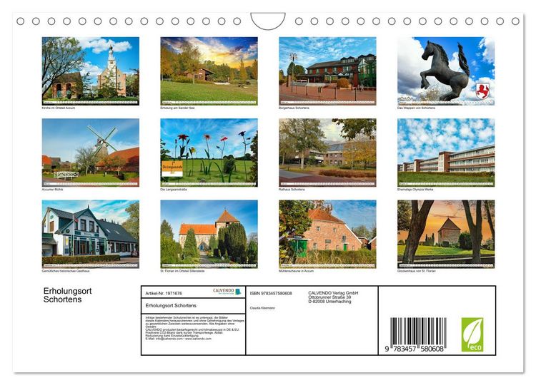 Produktbild: Erholungsort Schortens (Wandkalender 2026 DIN A4 quer), CALVENDO Monatskalender